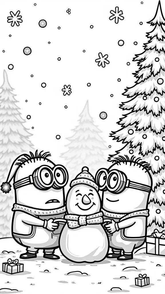 pages à colorier de Noël Minions